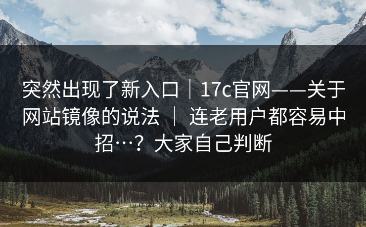 突然出现了新入口｜17c官网——关于网站镜像的说法 ｜ 连老用户都容易中招…？大家自己判断