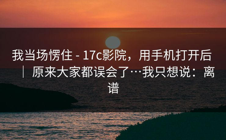 我当场愣住 - 17c影院，用手机打开后 ｜ 原来大家都误会了…我只想说：离谱